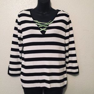 Marisa Christina Striped V Neck Sweater
